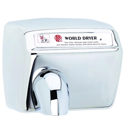 World Dryer Model XA Automatic Hand Dryer Polished Stainless Steel Beautiful Polished Stainless Steel Finish, Infrared Activated Operation